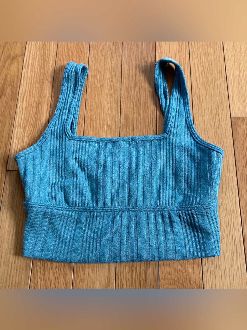 Gilly Hicks Teal Blue Ribbed Bralette Crop Top Extra Small XS Seamless
